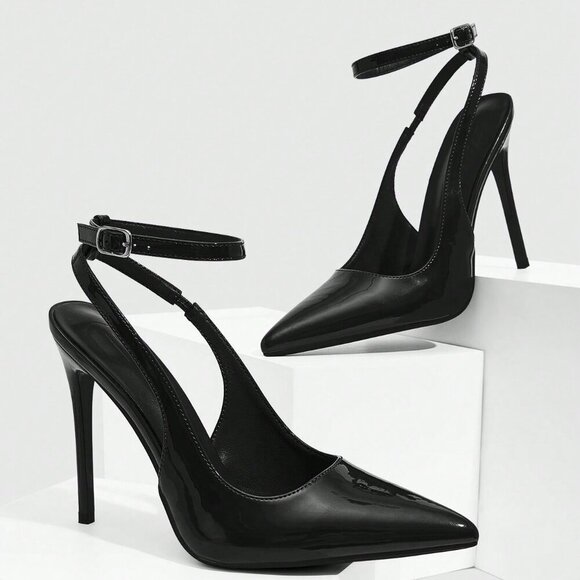 Black Stiletto Women's High Heel Pumps - Picture 6 of 10